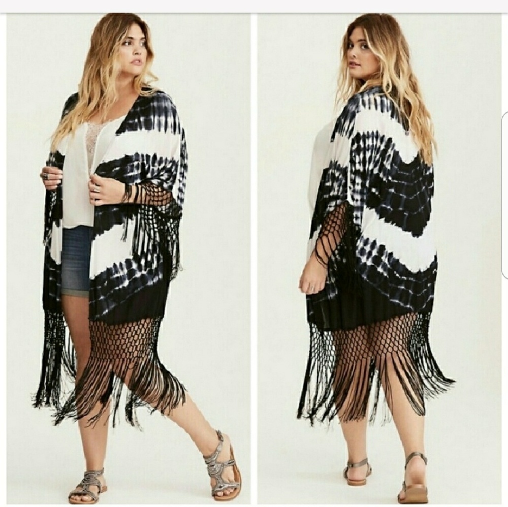 Torrid 5x duster cardigan fringe tie dyed  Plus